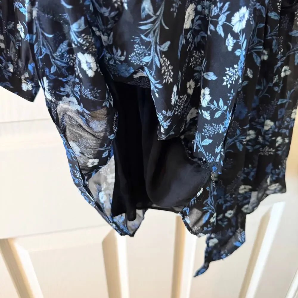 The Kooples Short Tie Waist Dress in Floral Blue Poppy Print - Picture 10 of 13